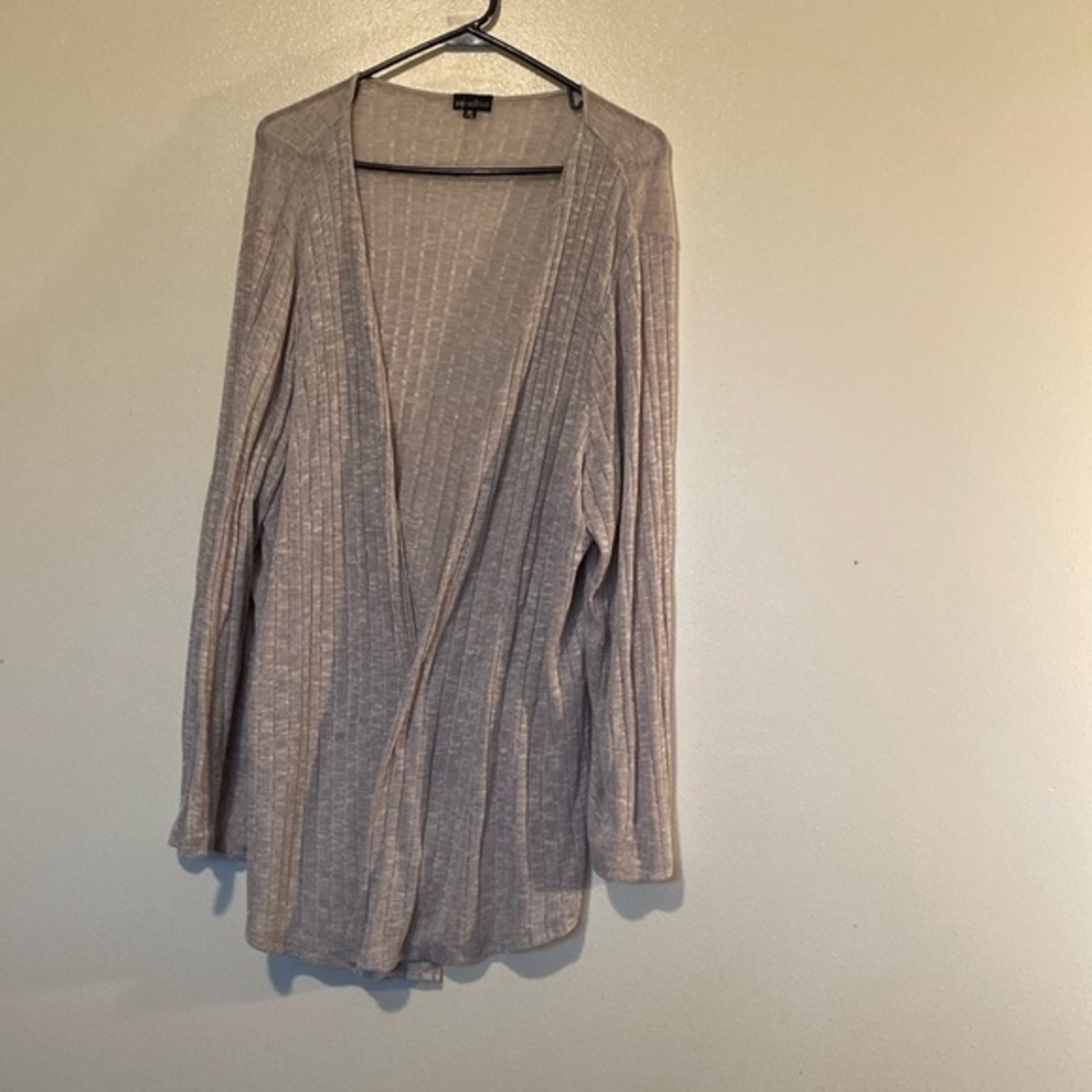 Zenobia slate purple long sleeve rayon blend stunning open cardigan 3XL